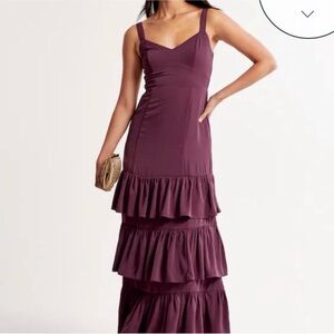 Abercrombie & Fitch Purple Maxi Dress Ruffled Tiered Sleeveless